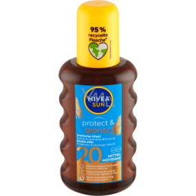 Nivea Sun Protect & Bronze OF20 olej na opalování podporující zhnědnutí 200 ml sprej