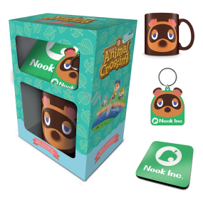Epee Merch Animal Crossing Tom Nook keramický hrnek 310 ml + klíčenka + podtácek, dárková sada