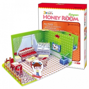 CubicFun Puzzle 3D Honey Room Pokojíček Obývák 49 dílků pro děti 22 x 11,5 x 17,5 cm