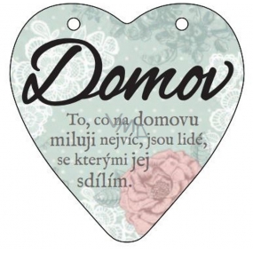 Albi Závěsná plaketka srdce Domov 9 cm × 10 cm