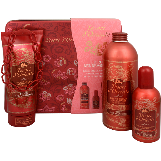 Tesori d Oriente Fiore del Dragone parfémovaná voda 100 ml + sprchový gel 250 ml + pěna do koupele 500 ml, pro ženy dárková sada