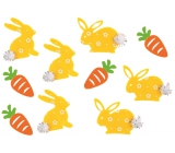 Zajíci a mrkve s lepíkem 4 cm, 10 kusů v sáčku