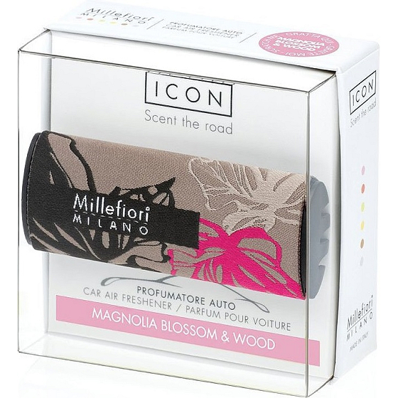 Millefiori Milano Icon Magnolia Blossom & Wood - Květy magnólie a Dřevo vůně do auta Textil Floral voní až 2 měsíce 47 g