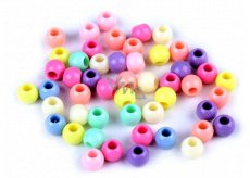 Korálky plastové s velkým průvlekem/plavkové 8 x 10 mm pastelový mix 50 kusů