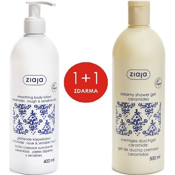 Ziaja Ceramidy vyhlazující tělové mléko 400 ml + Ceramidy krémové mýdlo 500 ml, duopack
