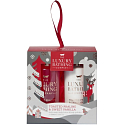 Grace Cole Vánoční cukroví & Vanilka sprchový gel 100 ml + tělové mléko 100 ml + koupelová houba, kosmetická sada pro ženy