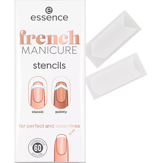 Essence French Manicure šablony na nehty pro francouzskou manikúru 60 kusů