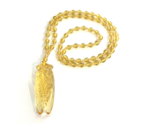 Citrín cikáda přívěsek přírodní kámen, ručně vyřezávaný 53 x 18 x 13 mm, kámen hojnosti, úspěchu