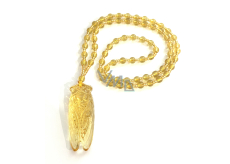 Citrín cikáda přívěsek přírodní kámen, ručně vyřezávaný 53 x 18 x 13 mm, kámen hojnosti, úspěchu