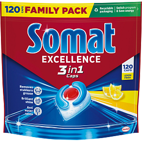 Somat tablety do myčky 3 in 1 Extra Lemon 120 ks Somat tablety do myčky 3 in 1 Extra Lemon 120 ks