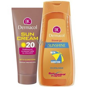 Dermacol Sun SPF20 Sunshine shower gel 250 ml + Sun Cream na opalovaní 75 ml, kosmetická sada
