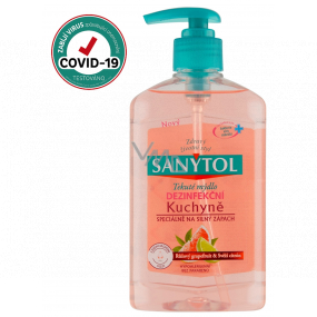 Sanytol Růžový grapefruit & Svěží citrón dezinfekční mýdlo na ruce do kuchyně 250 ml s dávkovačem