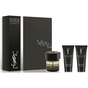 Yves Saint Laurent La Nuit de l Homme toaletní voda 60 ml + balzám po holení 50 ml + sprchový gel 50 ml, dárková sada