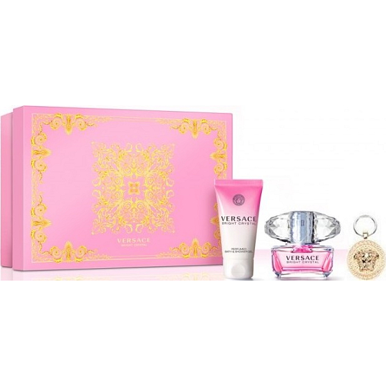 Versace Bright Crystal toaletní voda pro ženy 90 ml + tělové mléko 100 ml + přívěšek na klíč, dárková sada