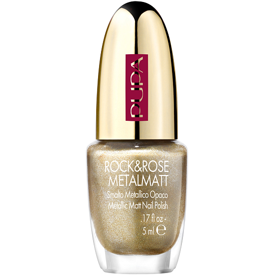 Pupa Rock & Rose Metal Matt metalický matný lak efekt 3D 001 Golden Explosion 5 ml