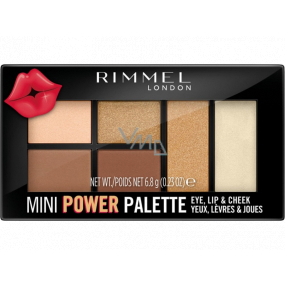 Rimmel London Mini Power Palette paletka očních stínů, rty a tváře 002 Sassy 6,8 g