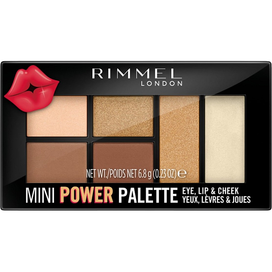 Rimmel London Mini Power Palette paletka očních stínů, rty a tváře 002 Sassy 6,8 g