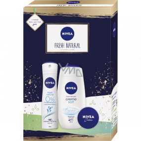 Nivea Fresh Natural deodorant sprej 150 ml + sprchový gel 250 ml + krém 30 ml, kosmetická sada pro ženy