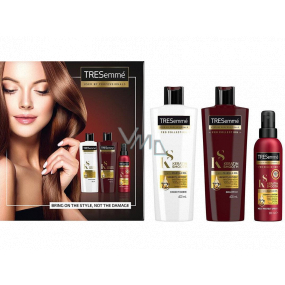 TRESemmé Keratin Smooth šampon s keratinem pro suché a poškozené vlasy 400 ml + kondicionér s keratinem pro suché a poškozené vlasy 400 ml + sprej na ochrana před teplem 125 ml, kosmetická sada