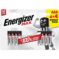 Energizer Max AAA mikrotužková baterie, 4 ks + 4 ks zdarma
