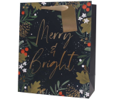 Dárková papírová taška 32 x 12 x 26 cm Vánoční Merry & Bright