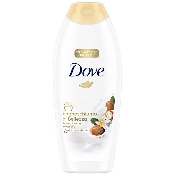 Dove Bambucké máslo a vanilka sprchový gel + pěna do koupele 750 ml
