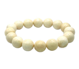 Slonovina náramek elastický z přírodní slonové kosti, kulička 12 mm / 16 - 17 cm