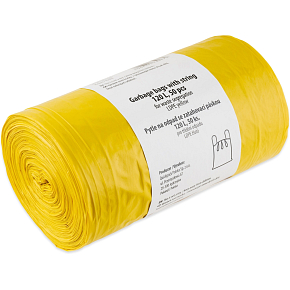 Quickpack žluté zatahovací pytle na odpad, 55× 100 cm, 28 µm, 120 l, 50 ks