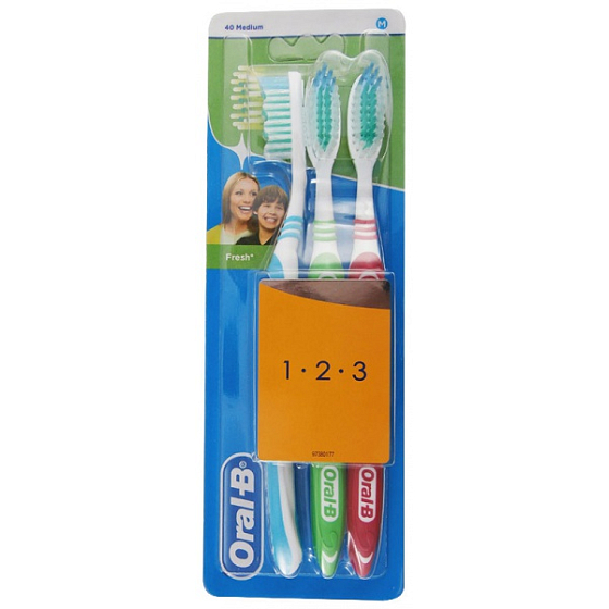 Oral-B Fresh 1 2 3 střední zubní kartáček 3 kusy