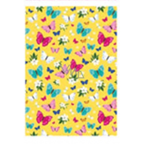 Ditipo Dárkový balicí papír 70 x 200 cm žlutý barevní motýlci