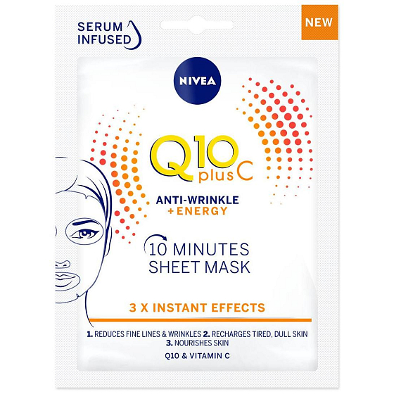 Nivea Q10 Plus C Anti-Wrinkle + Energy 10minutová textilní pleťová maska 1 kus
