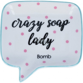 Bomb Cosmetics Crazy Soap Lady Soap Dish Keramická miska na mýdlo 12,5 x 12,5 cm