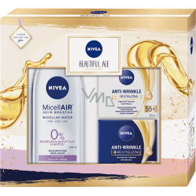 Nivea Beautiful Age denní krém 50 ml + noční krém 50 ml + micelární voda 200 ml, kosmetická sada pro ženy