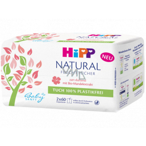 HiPP Babysanft Natural Sensitive čisticí vlhčené ubrousky pro děti bez mikroplastů 2 x 60 kusů