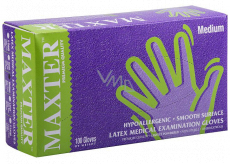 Maxter Rukavice hygienické jednorázové latexové hypoalergenní pudrované, velikost M, box 100 kusů