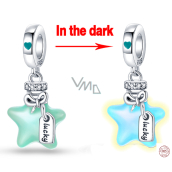 Charm Sterlingové stříbro 925 Hvězdná jiskra, 2v1 zářící ve tmě luminozní přívěsek na náramek vesmír