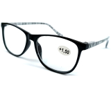 Berkeley Čtecí dioptrické brýle +1,5 plast černé, postranice černo-stříbrné proužky 1 kus MC2223