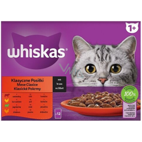 Whiskas Klasické pokrmy ve šťávě hovězí, kuře, jehněčí, drůbeží kapsičky 12 x 85 g