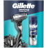 Gillette Mach3 holicí strojek + 1 náhradní hlavice + čisticí gel na holení s dřevěným uhlím 200 ml, kosmetická sada pro muže