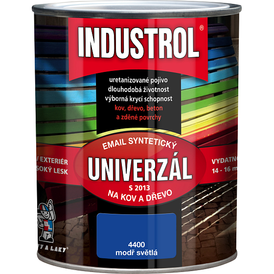 Industrol S2013 univerzál lesk vrchní barva na kov a dřevo, 4400 modř světlá, 600 ml