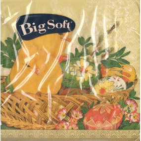 Big Soft Papírové ubrousky 2 vrstvé 33 x 33 cm 20 kusů Velikonoční kuřátka béžové