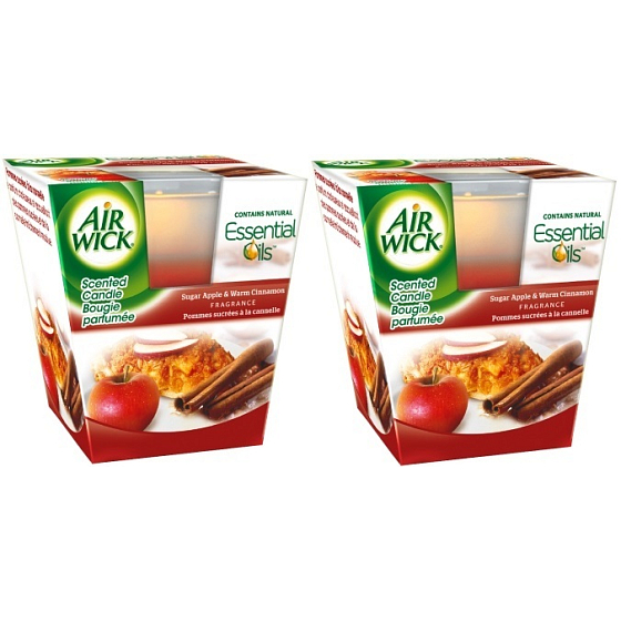 Air Wick Essential Oils Infusion Červené jablko & Svařené víno vonná svíčka ve skle 2 x 105 g