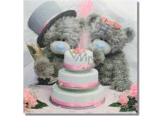 Me to You Blahopřání do obálky 3D Svatební medvědi s dortem 15,5 x 15,5 cm
