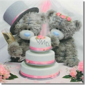 Me to You Blahopřání do obálky 3D Svatební medvědi s dortem 15,5 x 15,5 cm