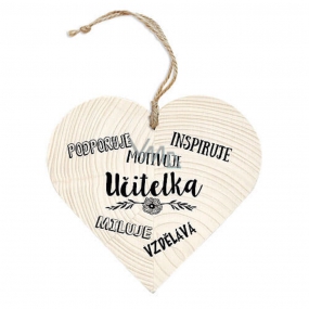 Bohemia Gifts Dřevěné dekorační srdce s potiskem - učitelka podporuje 12 cm