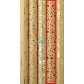 Zoewie Dárkový balicí papír 70 x 150 cm Vánoční Luxusní Luxury s ražbou červené hvězdičky