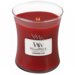 WoodWick Cinnamon Chai - Skořice a vanilka vonná svíčka s dřevěným knotem a víčkem sklo střední 275 g