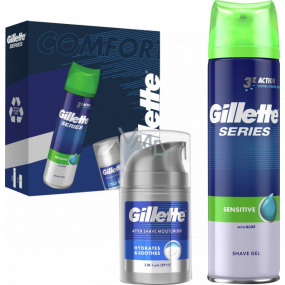 Gillette Series Sensitive gel na holení 200 ml + balzám po holení 50 ml, kosmetická sada pro muže