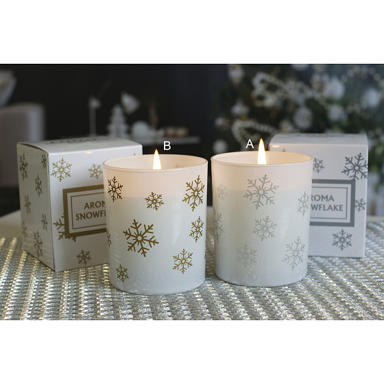 Lima Aroma Snowflake Vanilka a skořice vonná svíčka zlatá, doba hoření 50 hodin 175 g