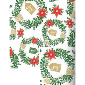 Nekupto Dárkový balicí papír vánoční 70 x 1000 cm Bílý vánoční hvězda, větvičky